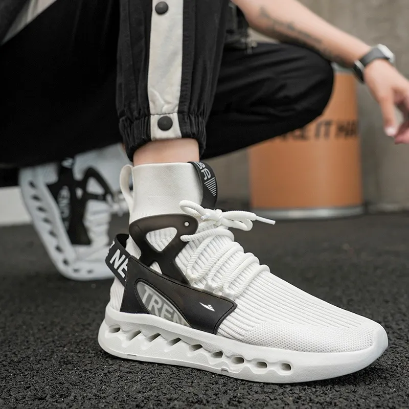 Kuding Casual Shoes Men High Top White/Black/Red/Blue-4