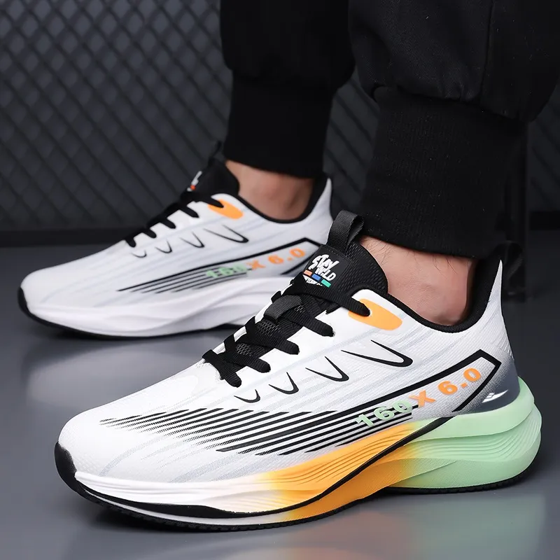 Kuding Running Shoes Men Low Top White Fleece Lined Black Fleece Lined Black White-1