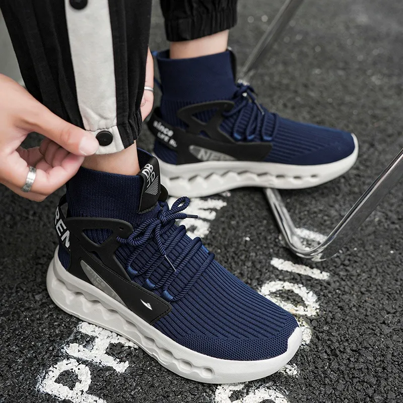 Kuding Casual Shoes Men High Top White/Black/Red/Blue-19