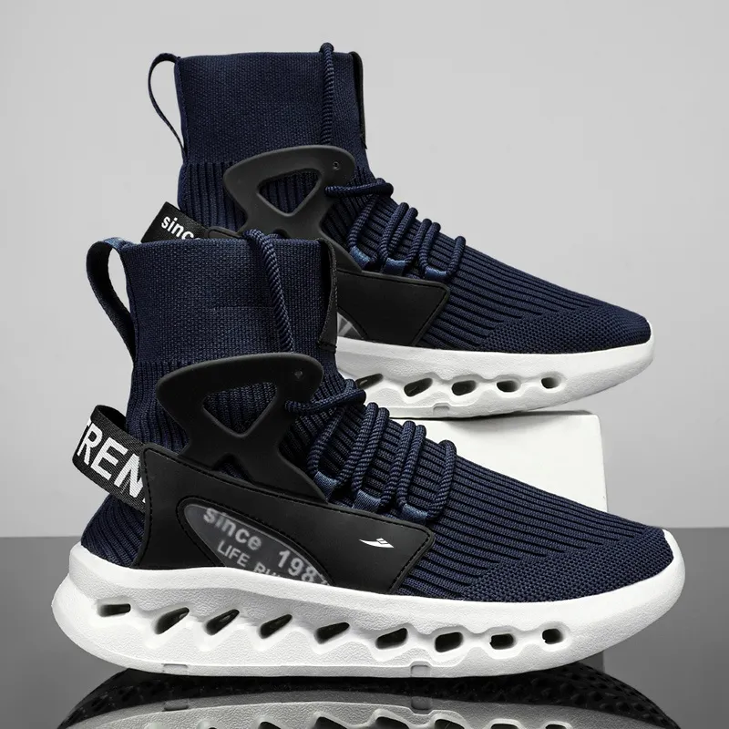 Kuding Casual Shoes Men High Top White/Black/Red/Blue-16