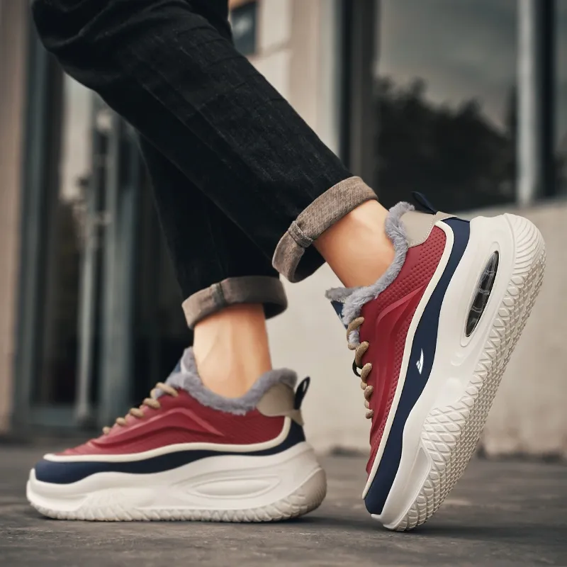 Kuding Cushioned Slip-Resistant Water-Resistant Height Increasing Warmth Casual Shoes Men's-11