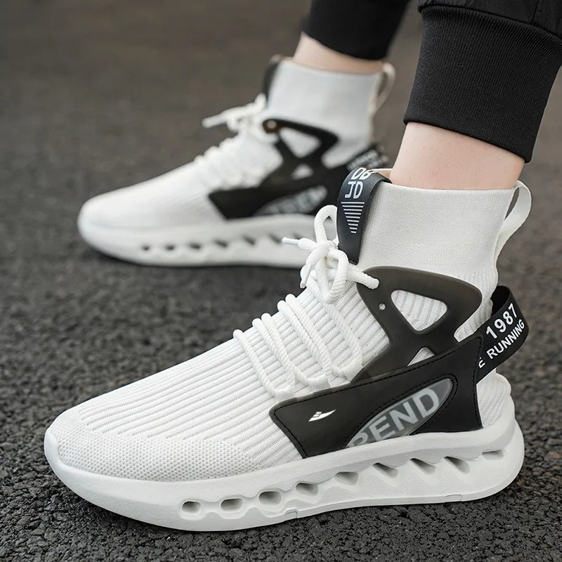 Kuding Casual Shoes Men High Top White/Black/Red/Blue-2