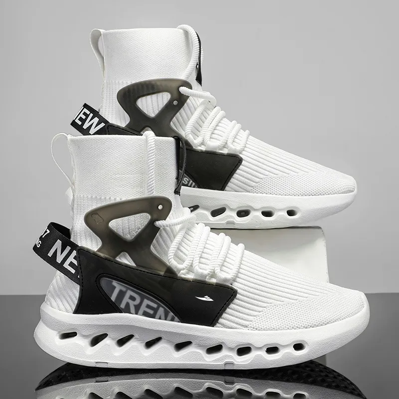 Kuding Casual Shoes Men High Top White/Black/Red/Blue-1