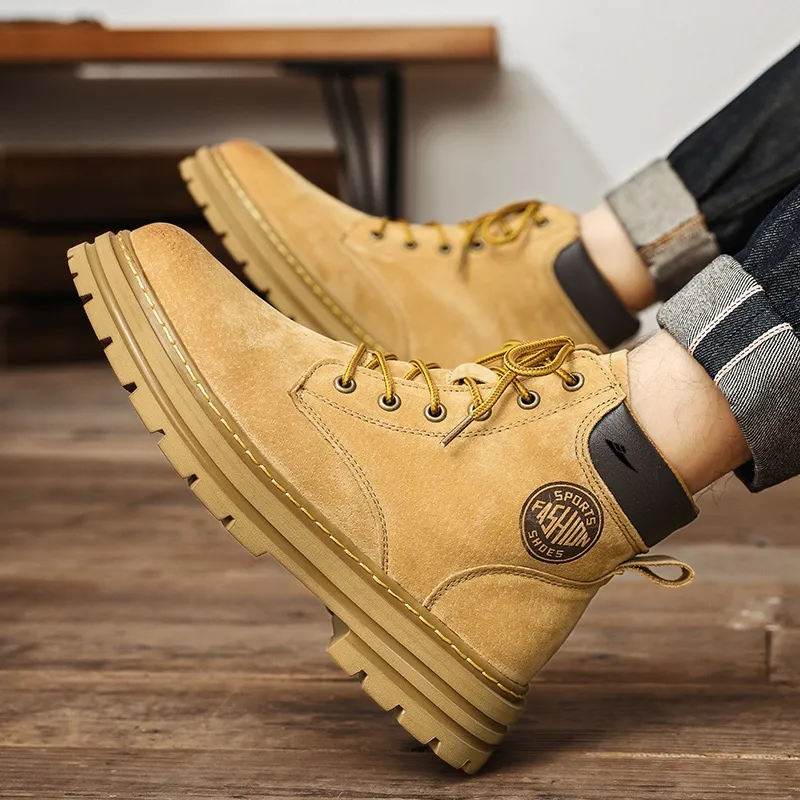 Kuding Martin Boots Unisex Gold, Khaki-3