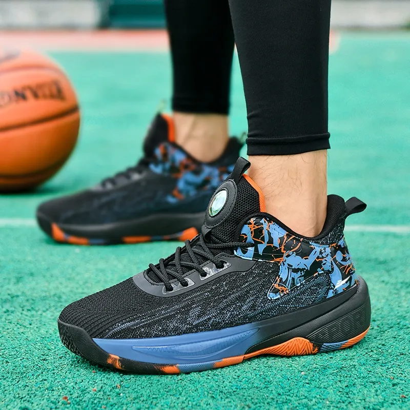 Kuding Basketball Shoes Men Mid Top Black Blue Orange Mint Green Ginkgo Green-5
