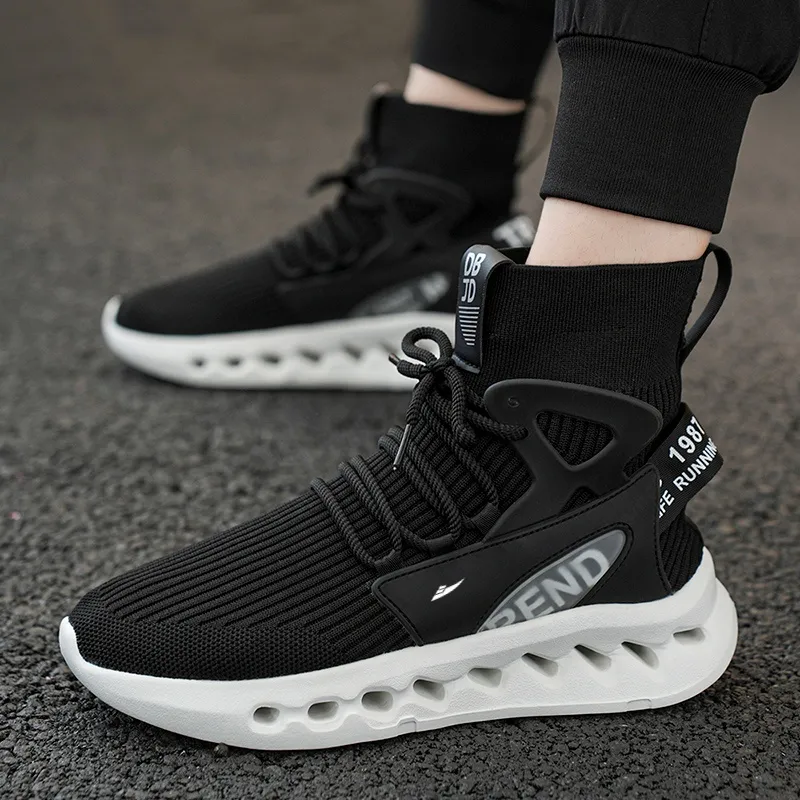 Kuding Casual Shoes Men High Top White/Black/Red/Blue-7