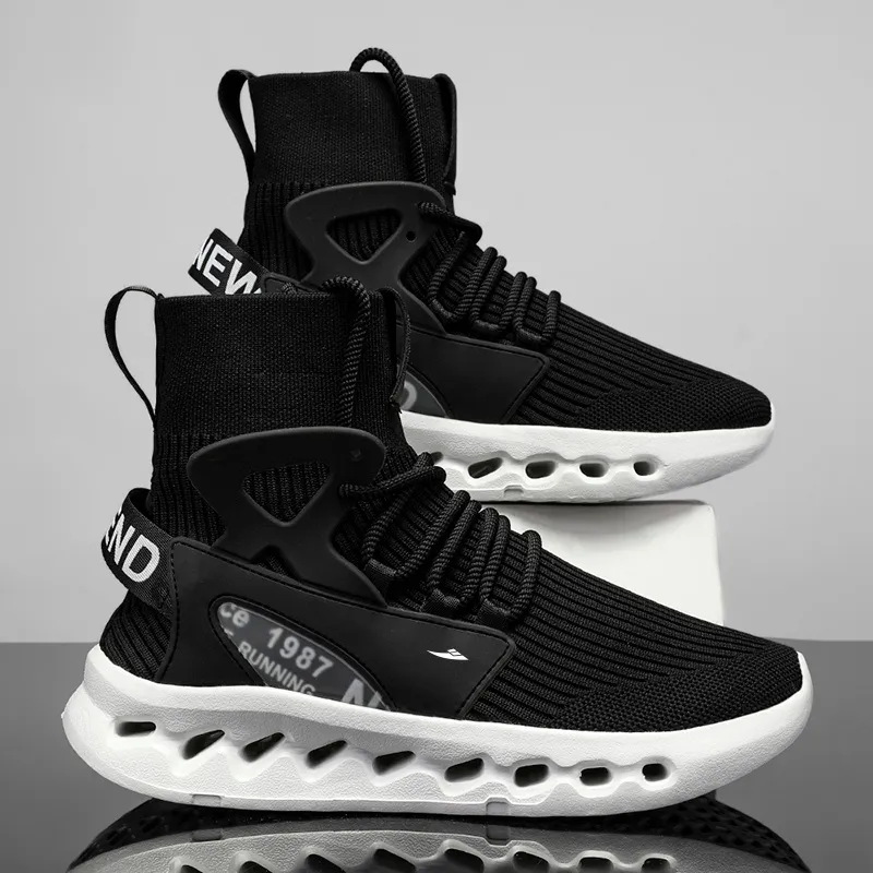 Kuding Casual Shoes Men High Top White/Black/Red/Blue-6