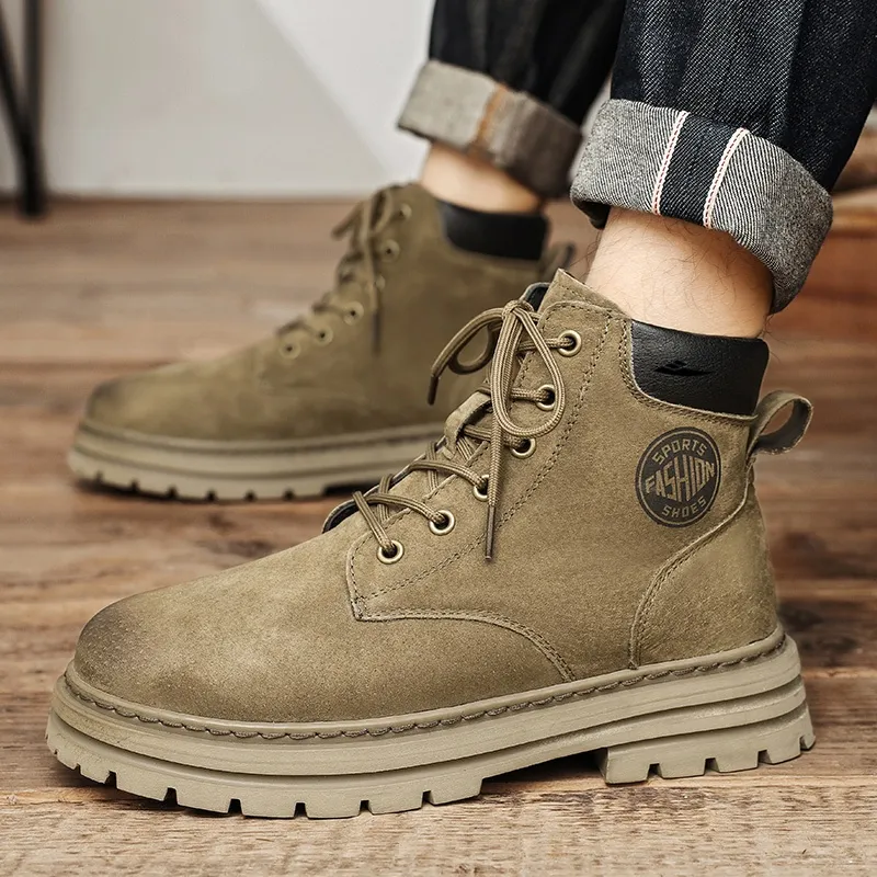 Kuding Martin Boots Unisex Gold, Khaki-5