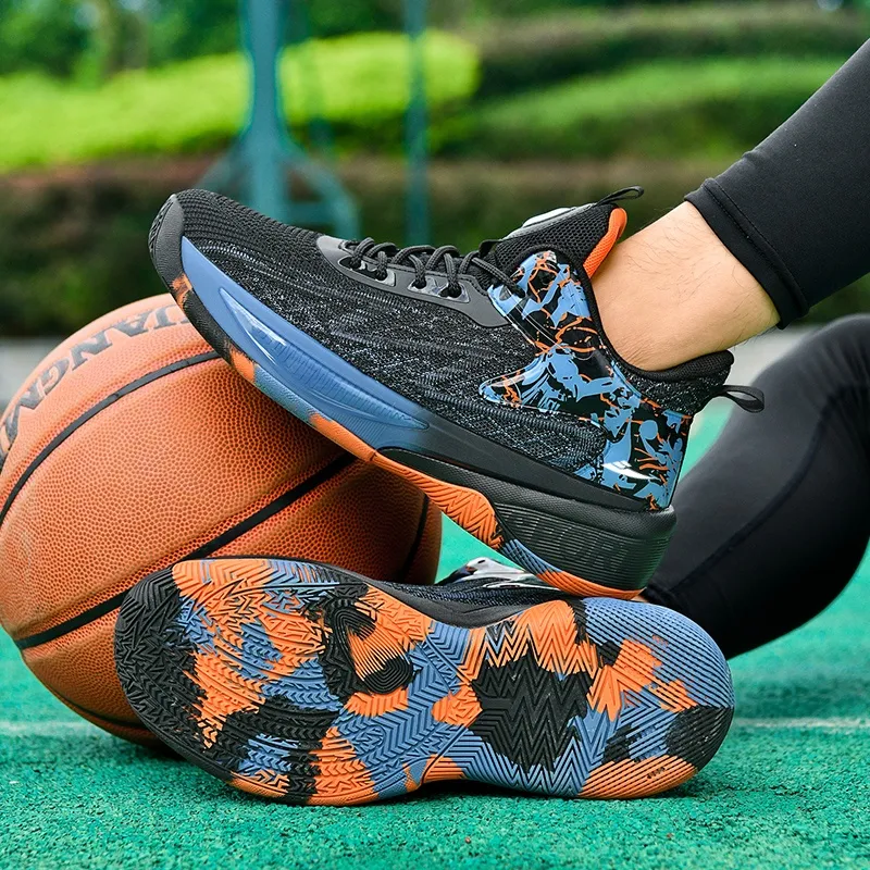 Kuding Basketball Shoes Men Mid Top Black Blue Orange Mint Green Ginkgo Green-7