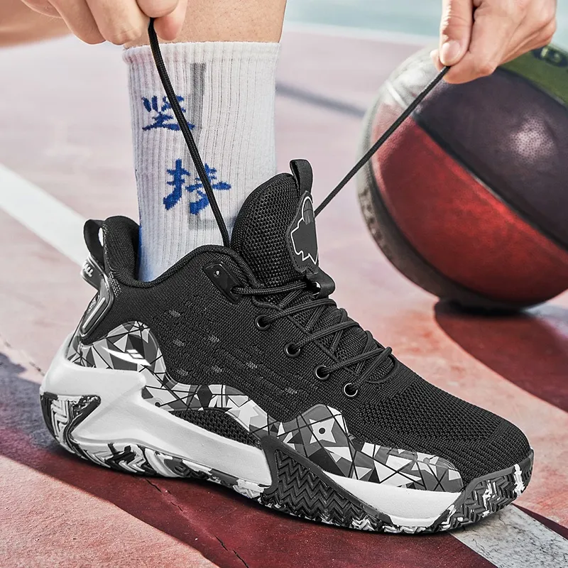 Kuding Basketball Shoes Men High Top Black White Black Orange Red Aqua Green-9