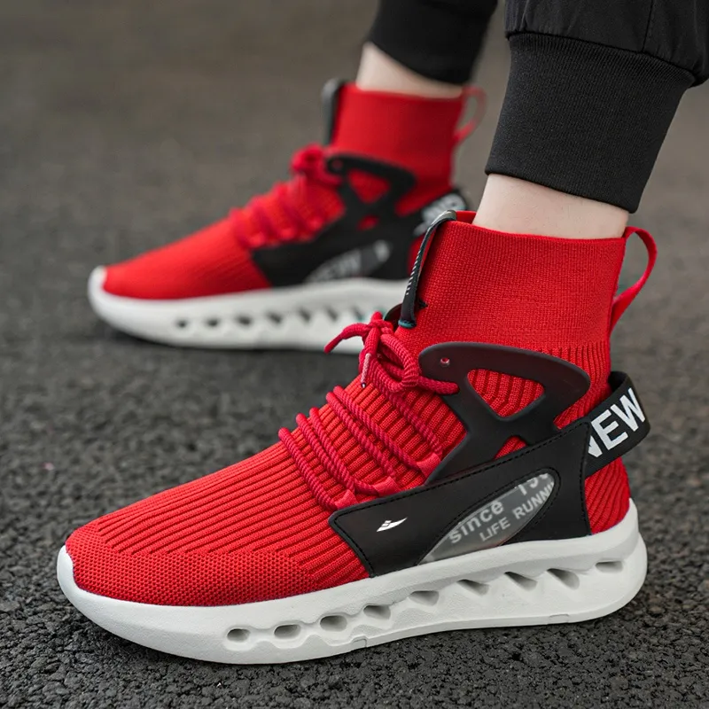 Kuding Casual Shoes Men High Top White/Black/Red/Blue-12
