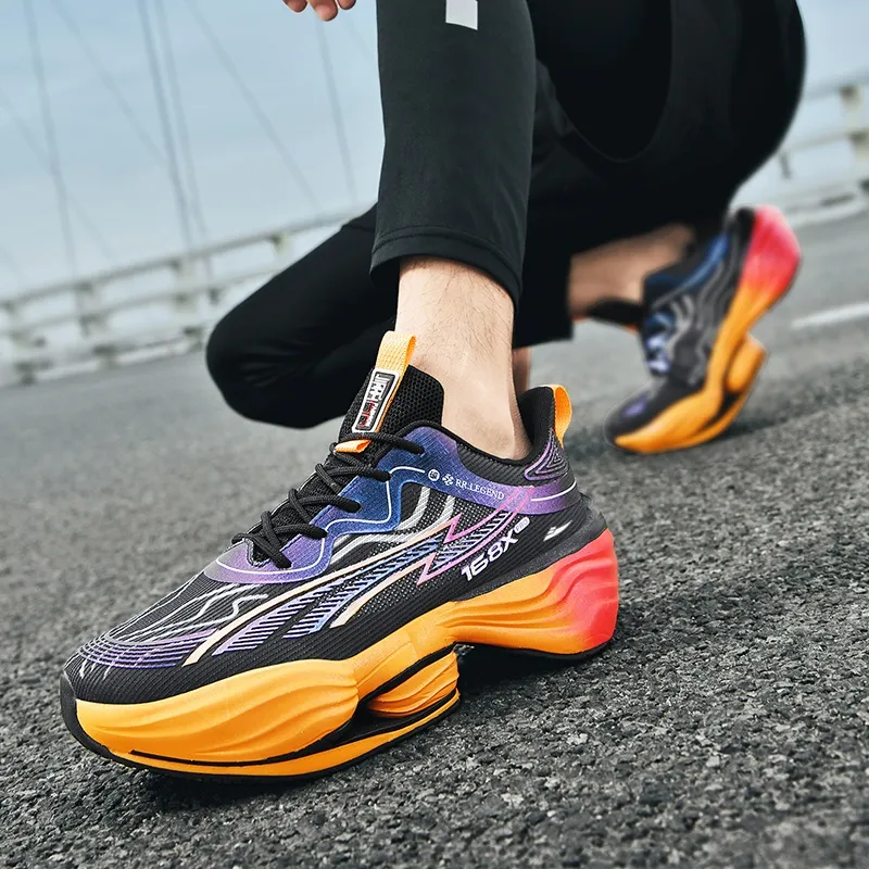 Kuding Cushioning Anti Slip Wear Resistant Breathable Lightweight Height Increasing Rebound Running Shoes Men's-17