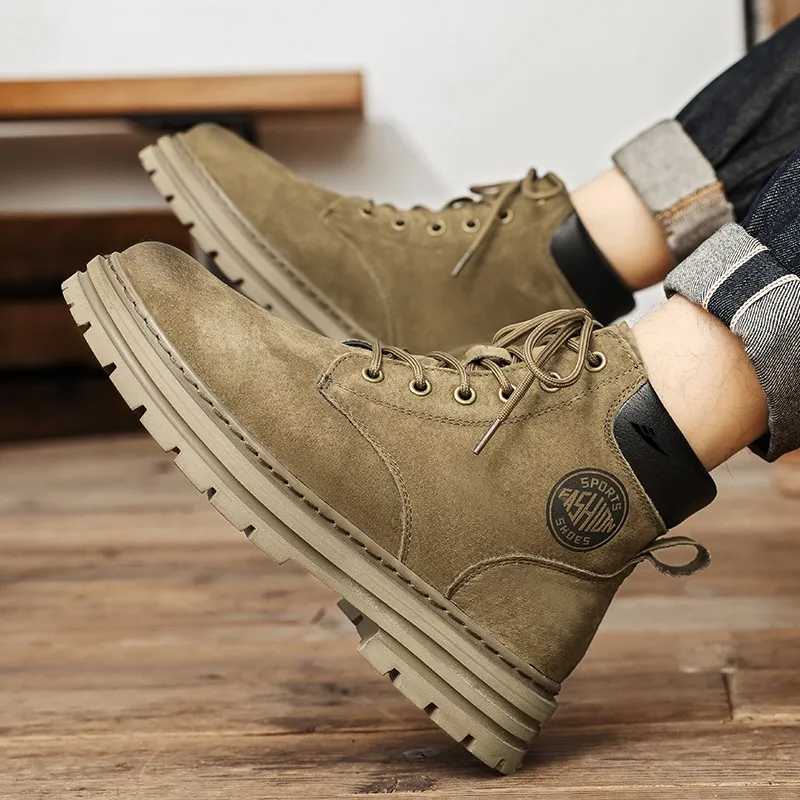 Kuding Martin Boots Unisex Gold, Khaki-6