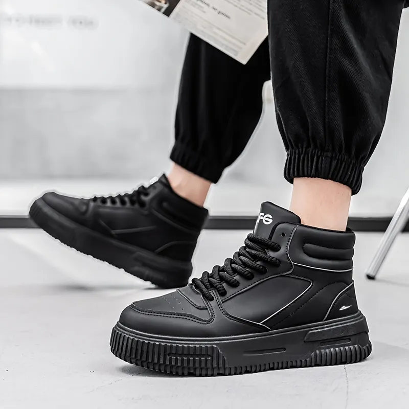 Kuding Full-Coverage Warm Slip-Resistant Cushioning Height Increasing High-Top Skateboard Shoes Unisex-6