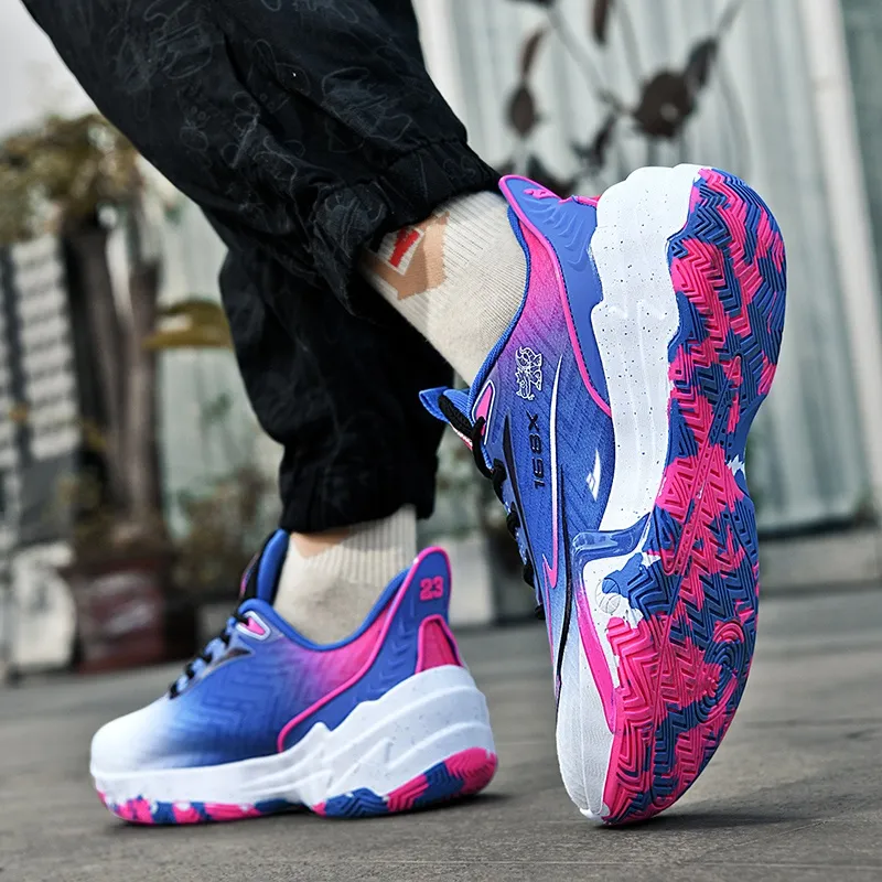 Kuding Basketball Shoes Men Mid Top White Pink White Blue White Moon Purple Moon Geomantis-13