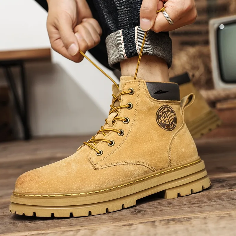 Kuding Martin Boots Unisex Gold, Khaki-1