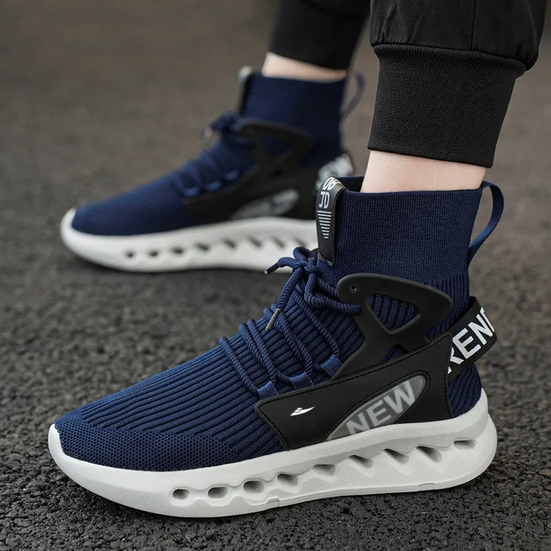 Kuding Casual Shoes Men High Top White/Black/Red/Blue-17