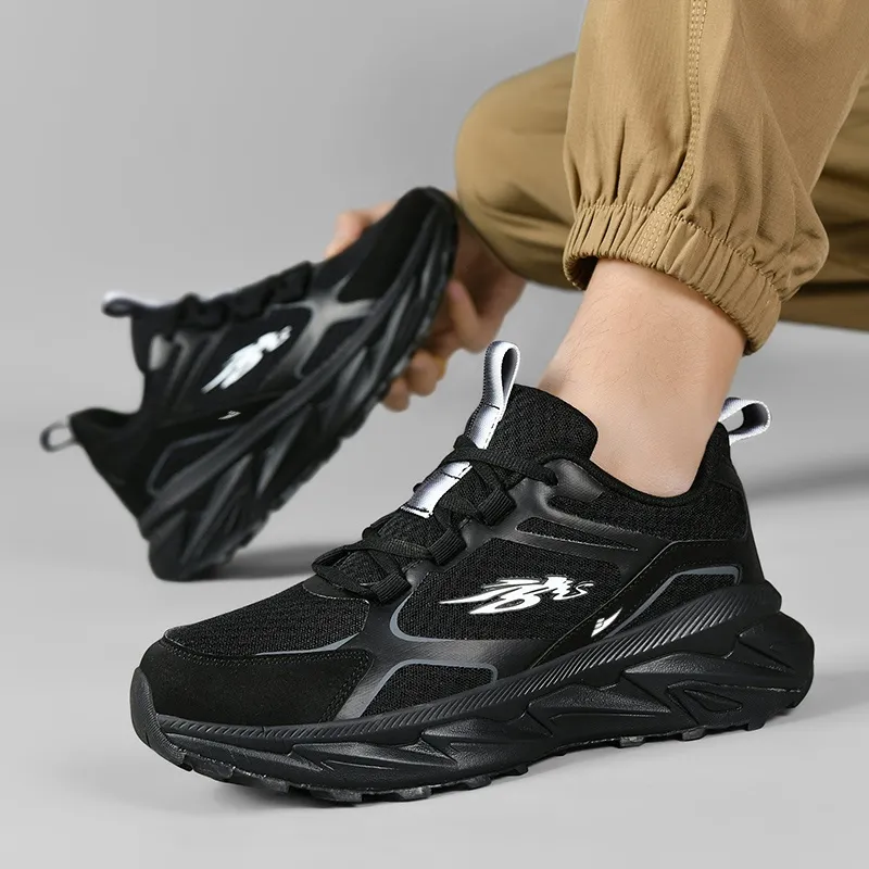 Kuding Running Shoes Men Low Top Black Dark Gray/Black Navy Blue/White Smoke Blue-6