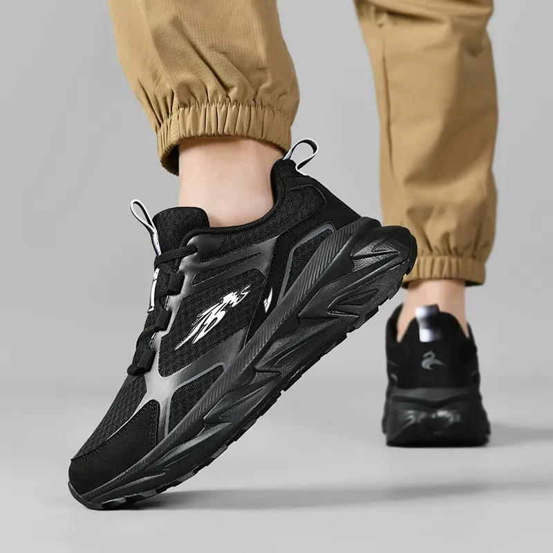 Kuding Running Shoes Men Low Top Black Dark Gray/Black Navy Blue/White Smoke Blue-7
