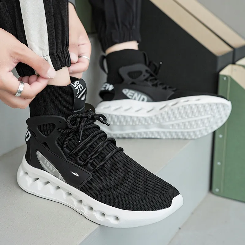 Kuding Casual Shoes Men High Top White/Black/Red/Blue-9