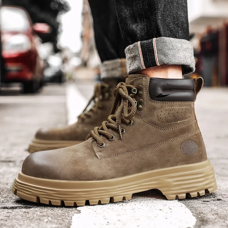 Kuding Martin Boots Men Gold, Khaki-6