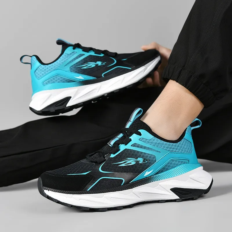 Kuding Running Shoes Men Low Top Black Dark Gray/Black Navy Blue/White Smoke Blue-9