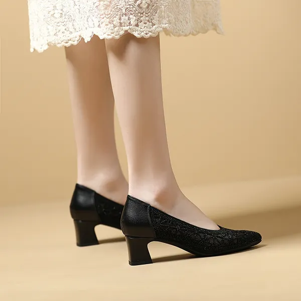 LESELE Chunky Heel High Heels 5cm Women's-13
