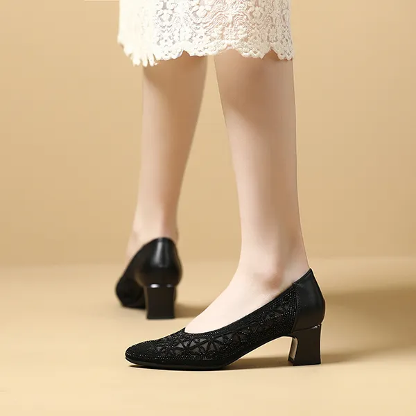 LESELE Chunky Heel High Heels 5cm Women's-15