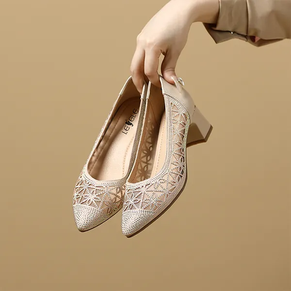 LESELE Chunky Heel High Heels 5cm Women's-7