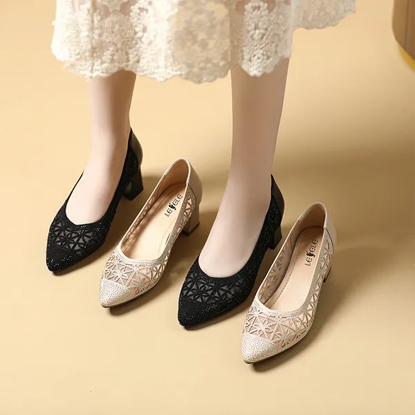 LESELE Chunky Heel High Heels 5cm Women's-17