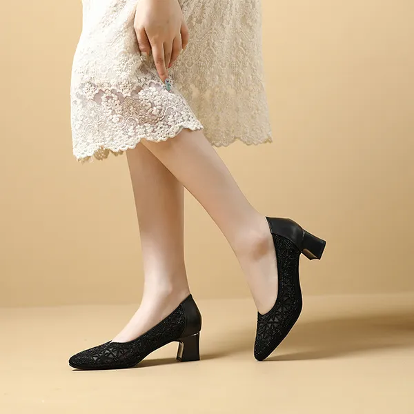LESELE Chunky Heel High Heels 5cm Women's-14