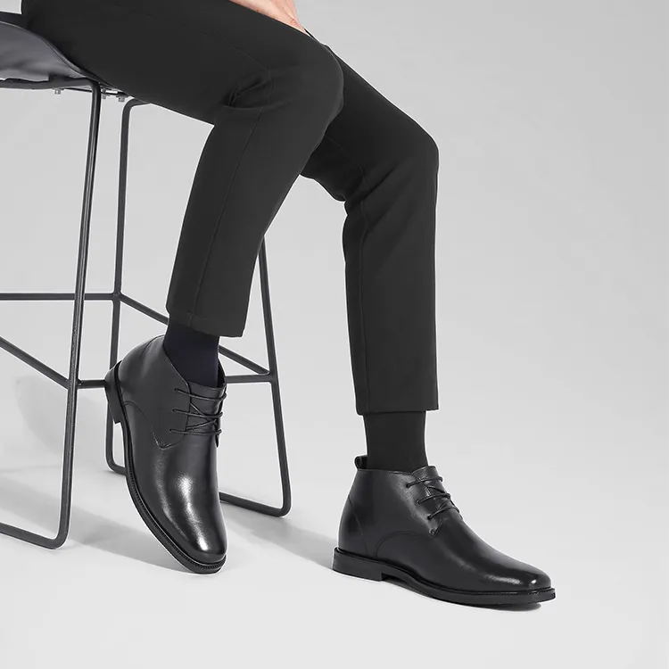 He Jinchang Ankle Boots Men's Black-5