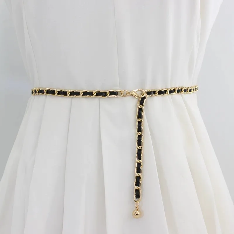 Cranta Komeia Cow Split Leather Waist Chains Women's 0.7cm-3