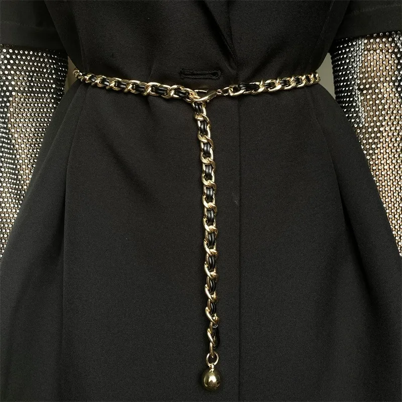 Cranta Komeia Cow Split Leather Waist Chains Women's 0.7cm-2