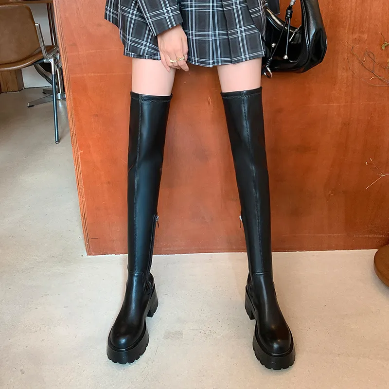 MLEX Over-the-knee Boots 6cm Women's Black-5