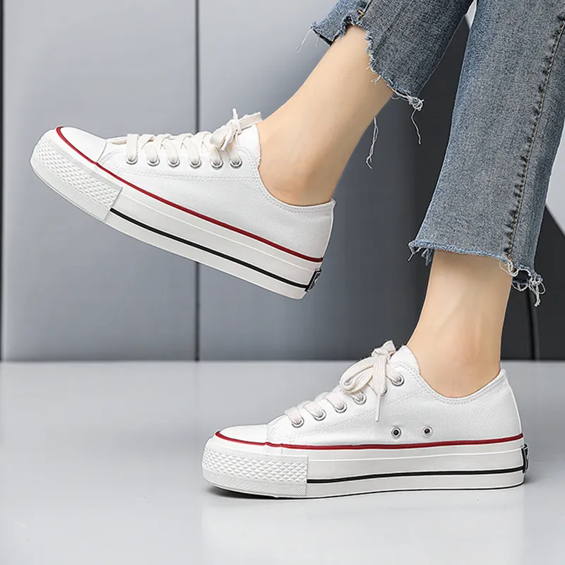 Tonlion Slip Resistant, Abrasion Resistant, Lightweight Low Top Canvas Shoes Women's White-6