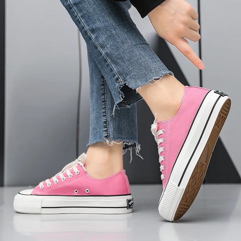 Tonlion Lightweight Wear Resistant And Slip Resistant Low Top Canvas Shoes Women's Pink-5
