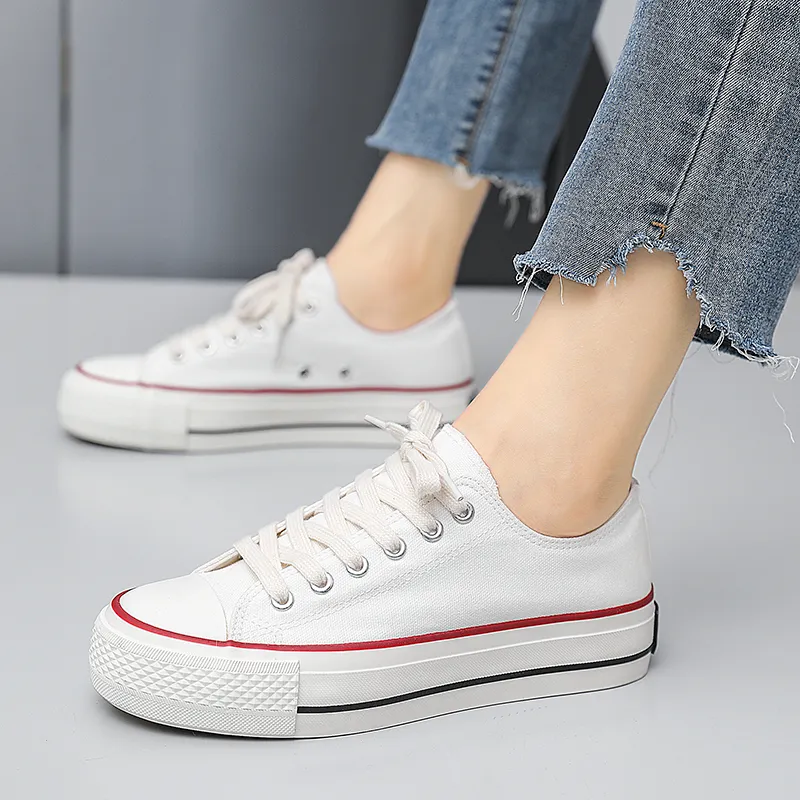 Tonlion Slip Resistant, Abrasion Resistant, Lightweight Low Top Canvas Shoes Women's White-4