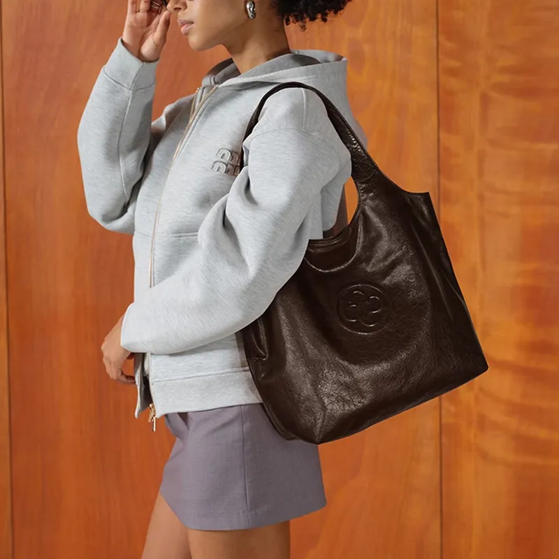 CASSILE Italy Version Imported Sheepskin Crystal Sheepskin Lightweight Tote Shoulder Bag Large Size Women's Chocolate-6