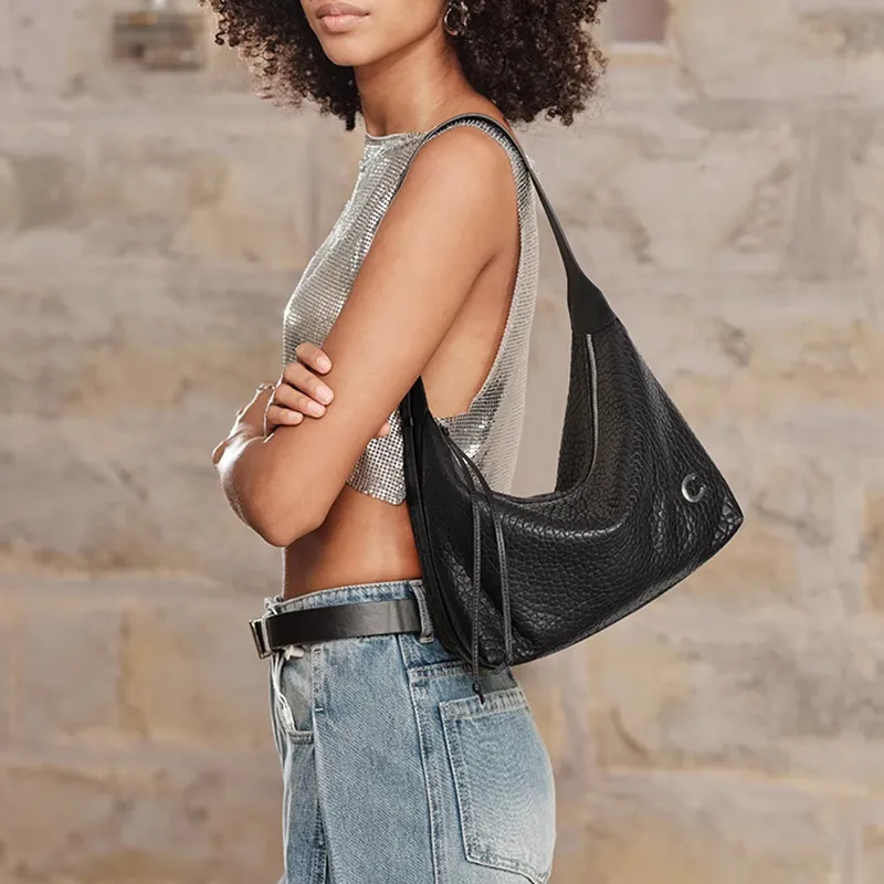 CASSILE Sheepskin Shoulder Bag Dumpling Bag Shoulder Bag Women's Black-5
