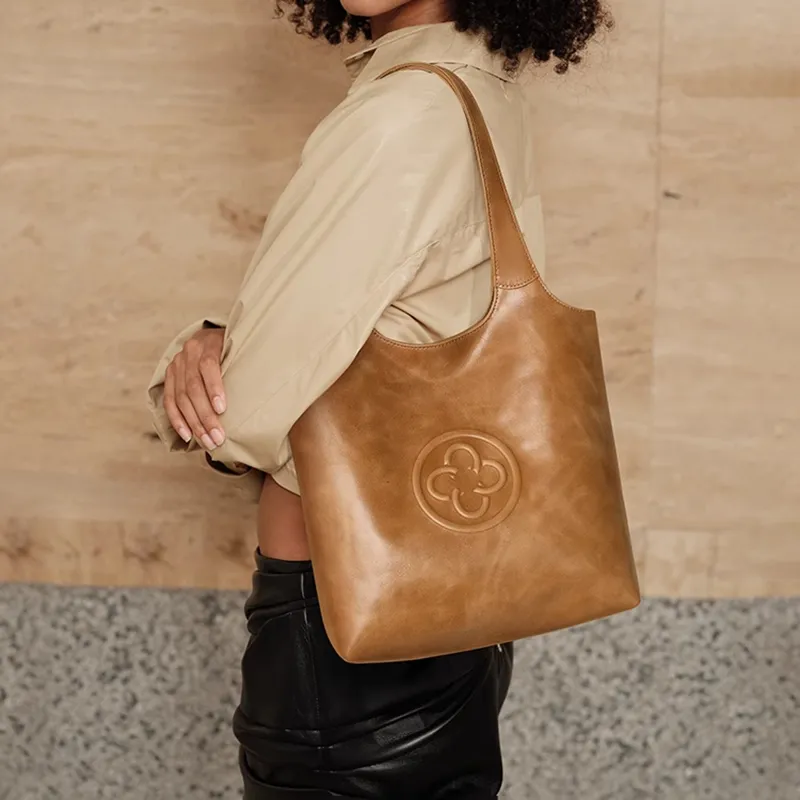 CASSILE Cow Leather Shoulder Bag Women's Light Brown-5