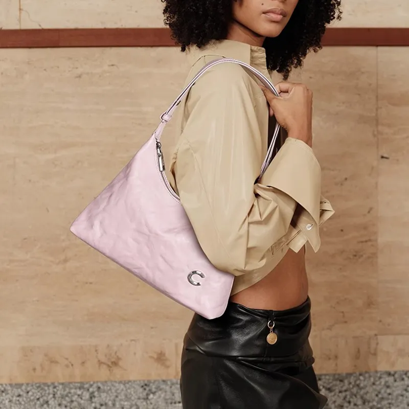 CASSILE Cow Leather Crossbody Handbag, Shoulder Bag Women's Cherry Blossom Pink-5