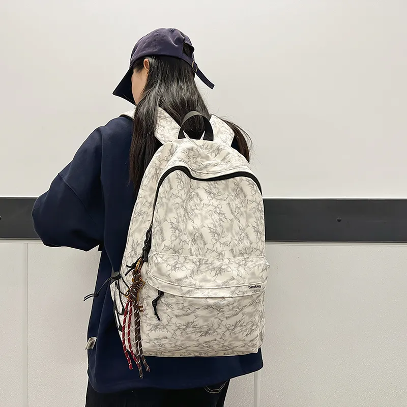SEVENMOONS Nylon Backpack Unisex Black/Burgundy/Green/Beige-8
