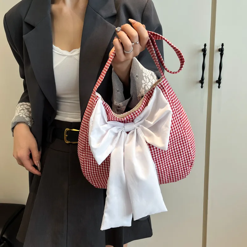 SEVENMOONS Nylon Fabric Shoulder Bag Women's Red-2