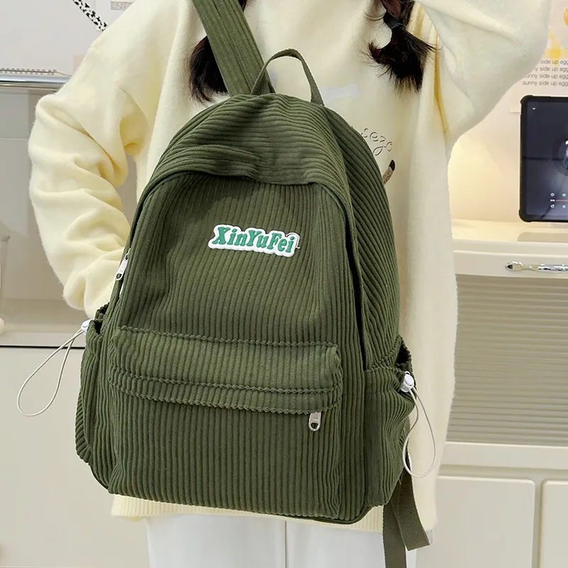 SEVENMOONS Nylon Backpack Unisex Light Grey / Dark Grey / Black / Khaki / Green-12