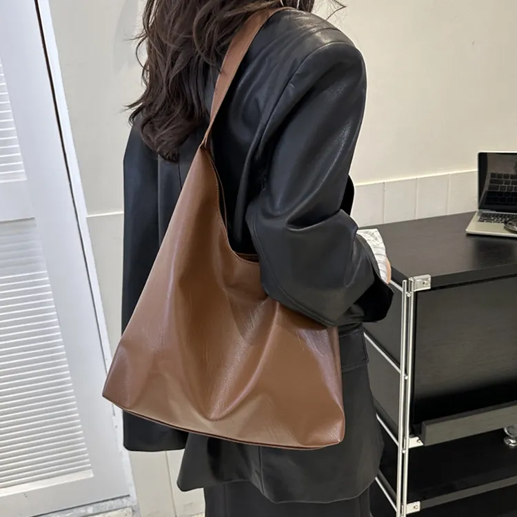 SEVENMOONS PU Shoulder Bag Regular Women's Brown/Black-2