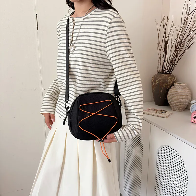 SEVENMOONS Nylon Fabric Shoulder Bag, Crossbody Bag Unisex Black/Purple/Orange/Coffee-1