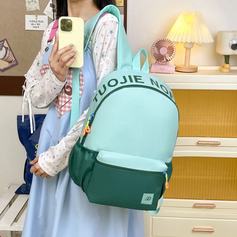 SEVENMOONS Nylon Fabric Backpack Unisex Black/White/Green/Blue/Yellow/Black/Red/Pink-20