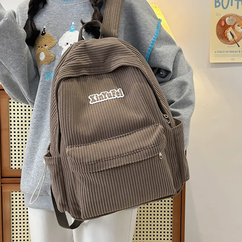 SEVENMOONS Nylon Backpack Unisex Light Grey / Dark Grey / Black / Khaki / Green-8