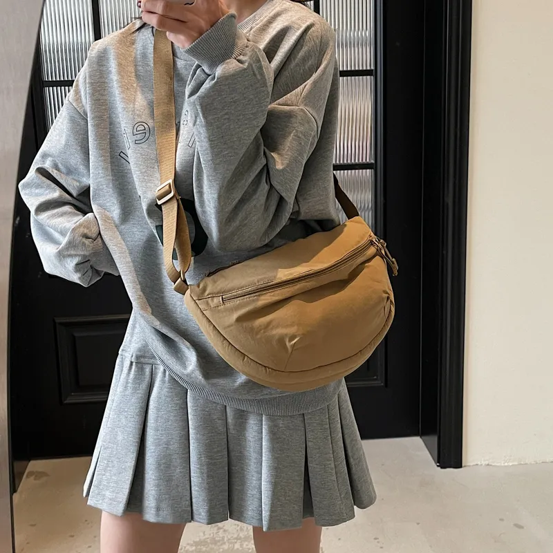 SEVENMOONS Nylon Crossbody Bag Shoulder Bag Unisex Light Pink/Ecru/Black/Khaki/Green/Dark Blue-11